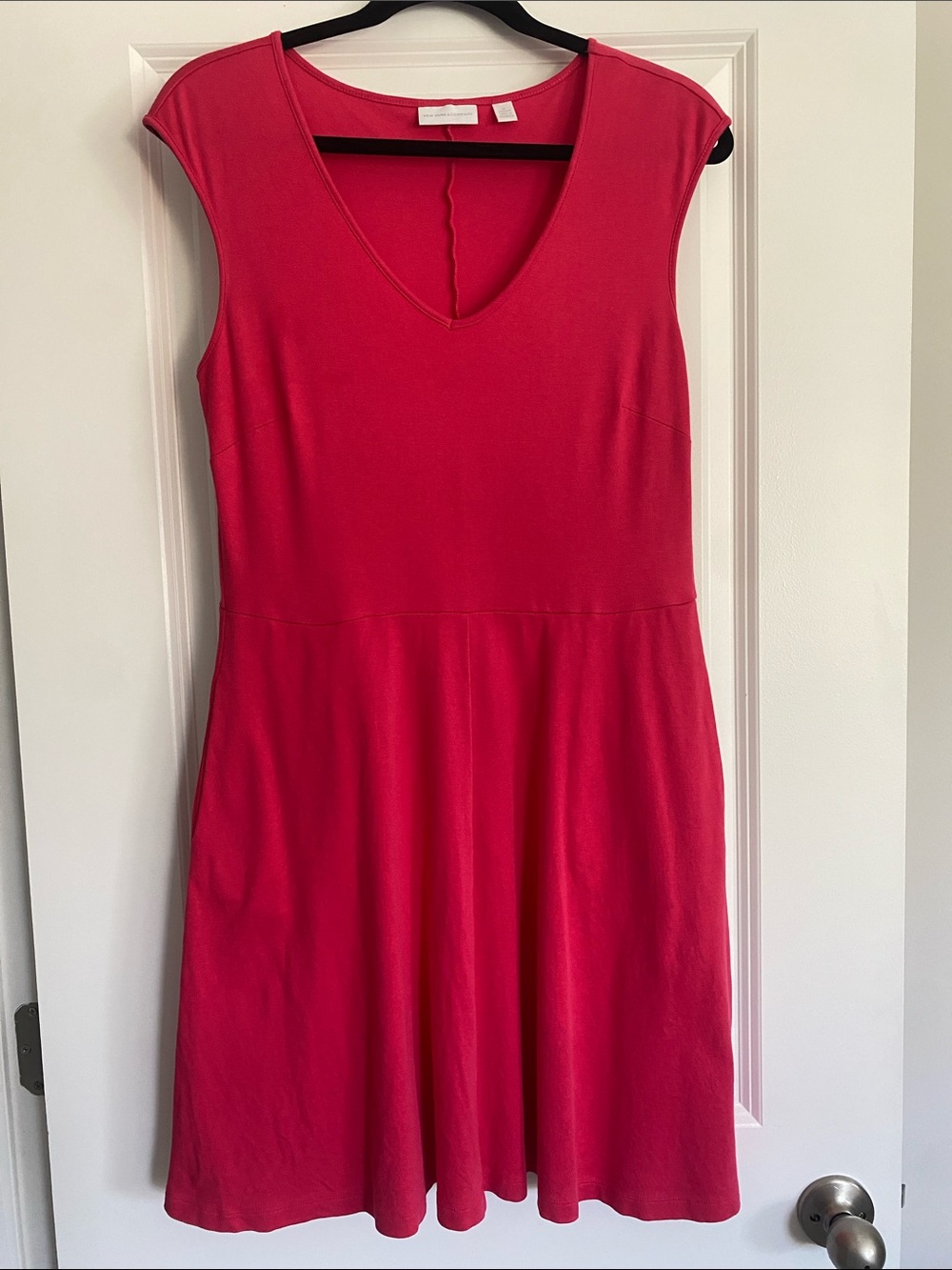 Cap Sleeve V-Neck Hot Pink Dress